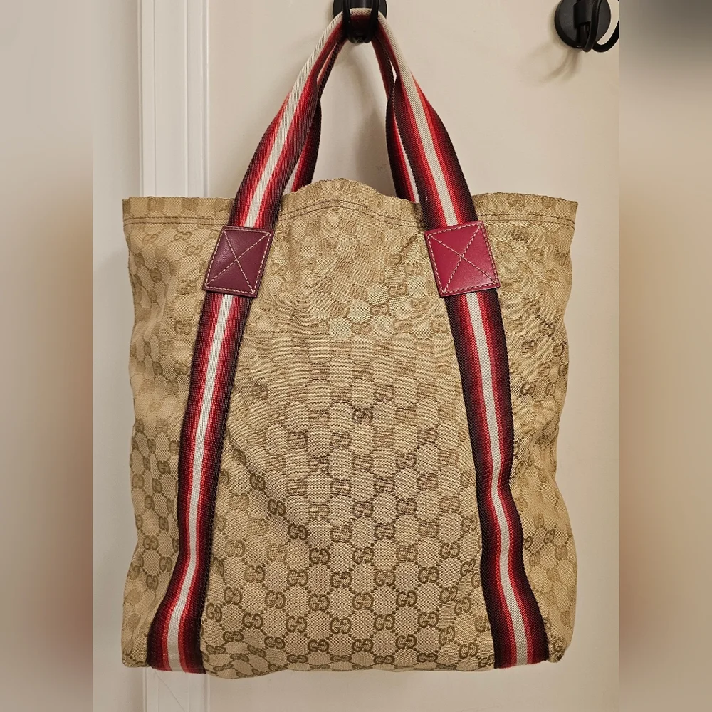 Gucci Monogram Tote with Red Netting